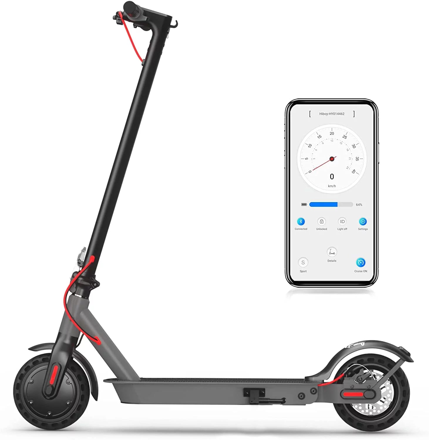 Hiboy S2 Electric Scooter for Adults - 19 MPH Max Speed, 17 Miles Range, 8.5" Solid Tires, Portable Folding Design