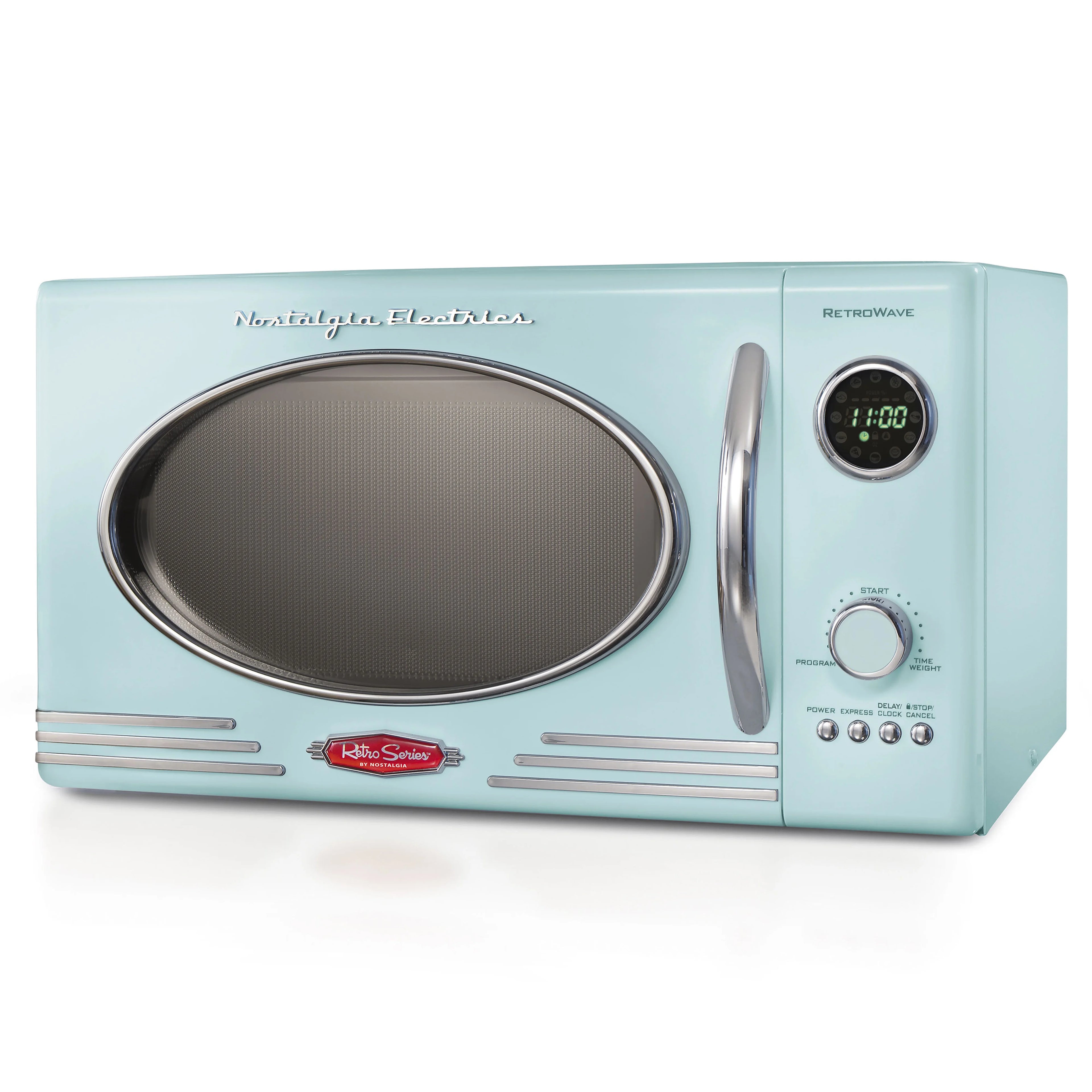 Nostalgia Retro Microwave for Countertop 0.9 cu ft Vintage Microwave, Aqua