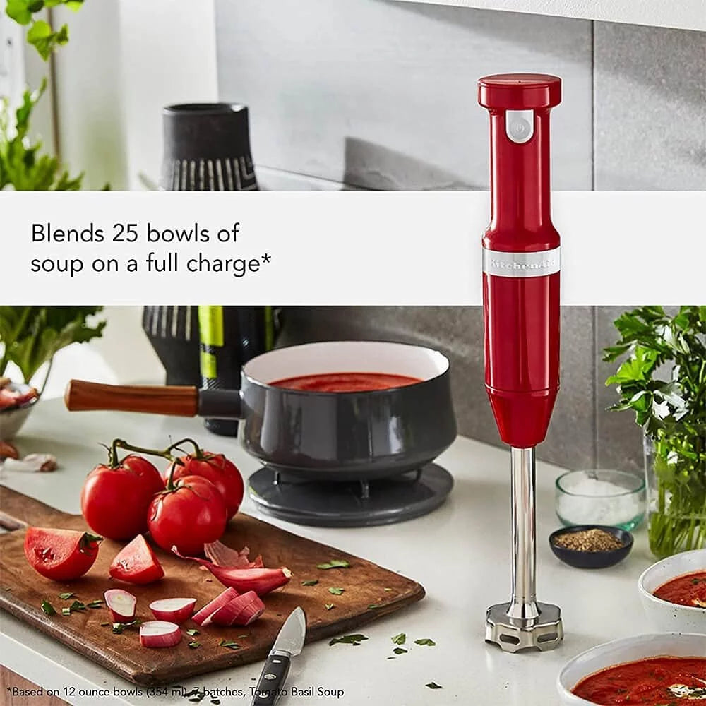 KitchenAid Cordless Variable Speed Hand Blender with Chopper and Whisk Attachment - KHBBV83